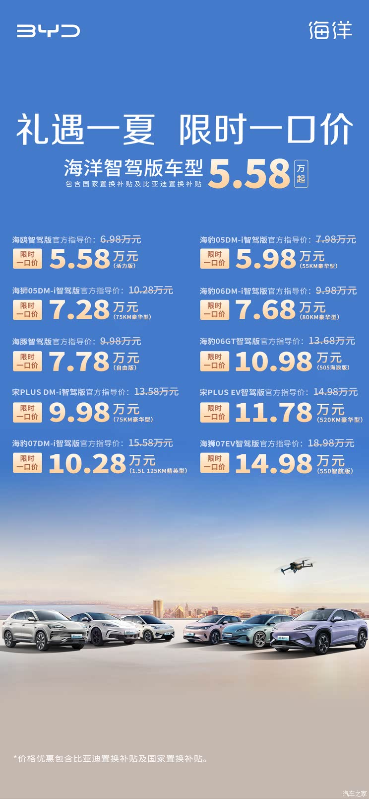 售5.58万起 比亚迪海鸥等10款智驾版车型推出一口价